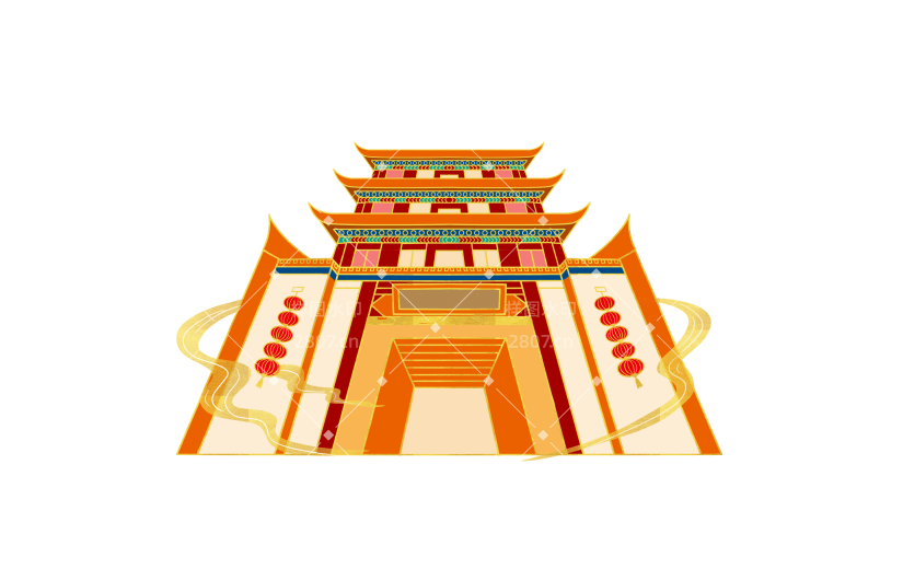 城门建筑主题贴纸