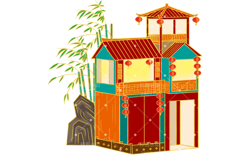 城门建筑主题贴纸
