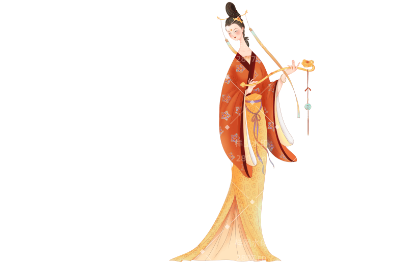 牛年春节祥瑞中国风美女人物插画