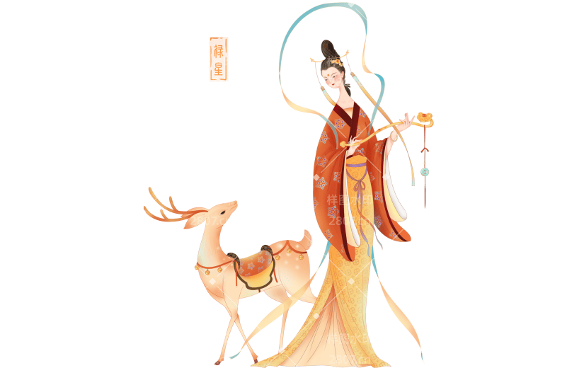 牛年春节祥瑞中国风美女人物插画