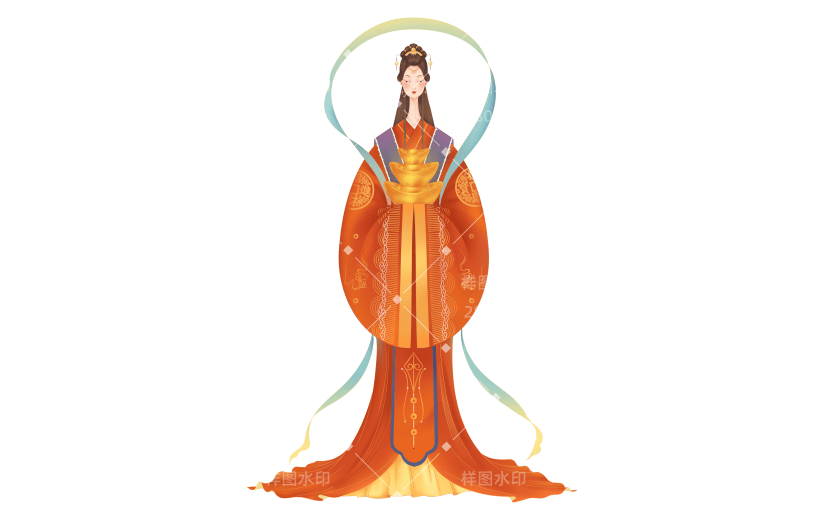 牛年春节祥瑞中国风美女人物插画