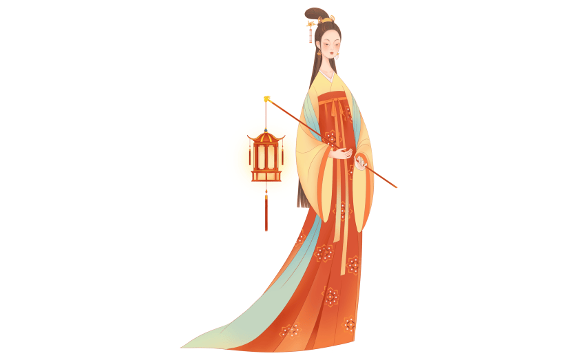 牛年春节祥瑞中国风美女人物插画
