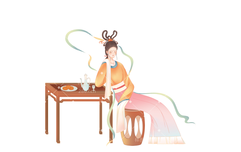 牛年春节祥瑞中国风美女人物插画