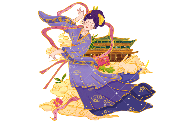 金边中国风人物插画素材