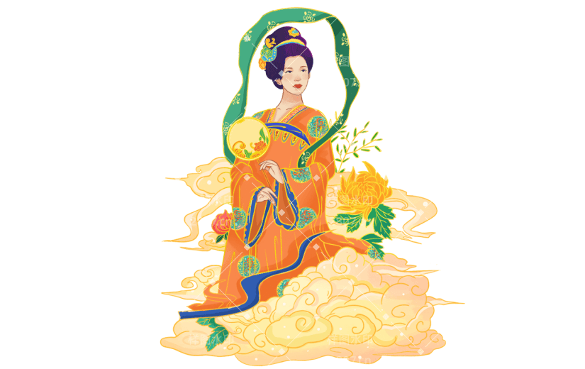 金边中国风人物插画素材