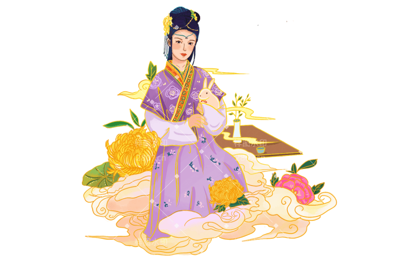 金边中国风人物插画素材