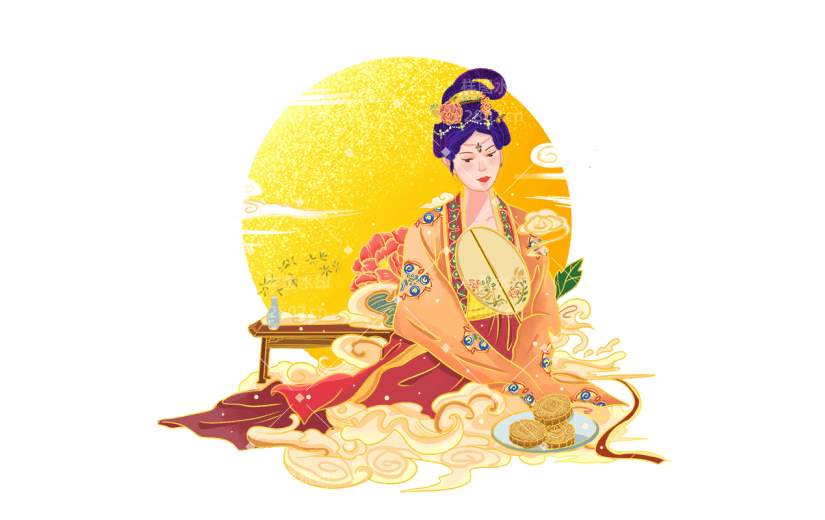 金边中国风人物插画素材
