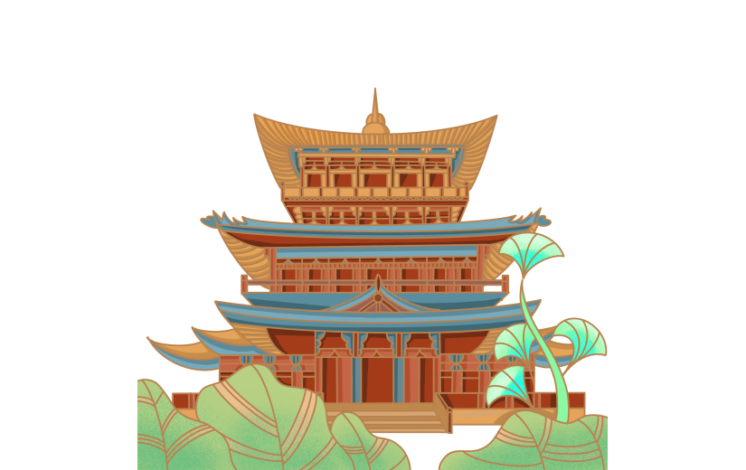 中国风古风建筑物大尺寸插画
