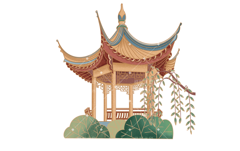 中国风古风建筑物大尺寸插画