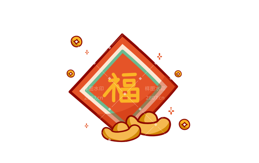 春节氛围装饰贴纸2-福字贴