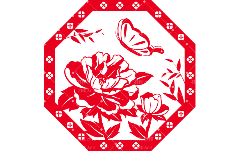 中国风窗花纹样贴纸1