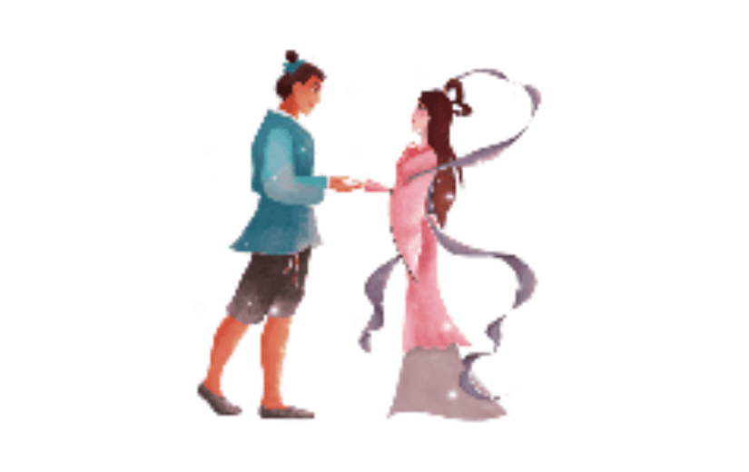 七夕情人节牛郎织女相会中国风动态贴纸