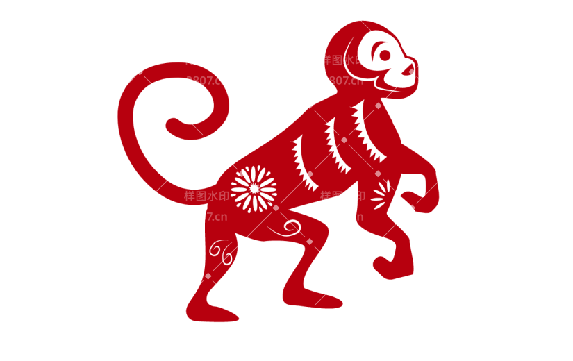 红色猴十二生肖贴纸