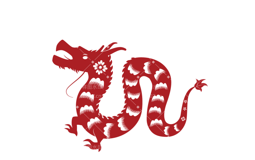 剪纸风龙十二生肖剪纸贴纸