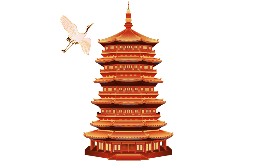 国潮风中国风塔楼建筑