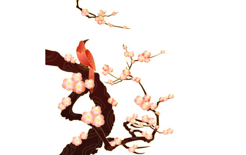 国潮中国风桃花喜鹊元素