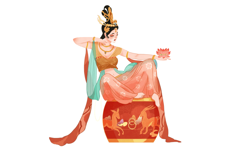 中国风-国潮敦煌飞天仙女人物插画2