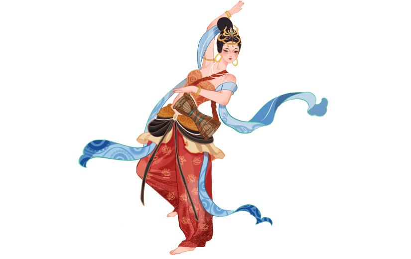 中国风-国潮敦煌飞天仙女人物插画3