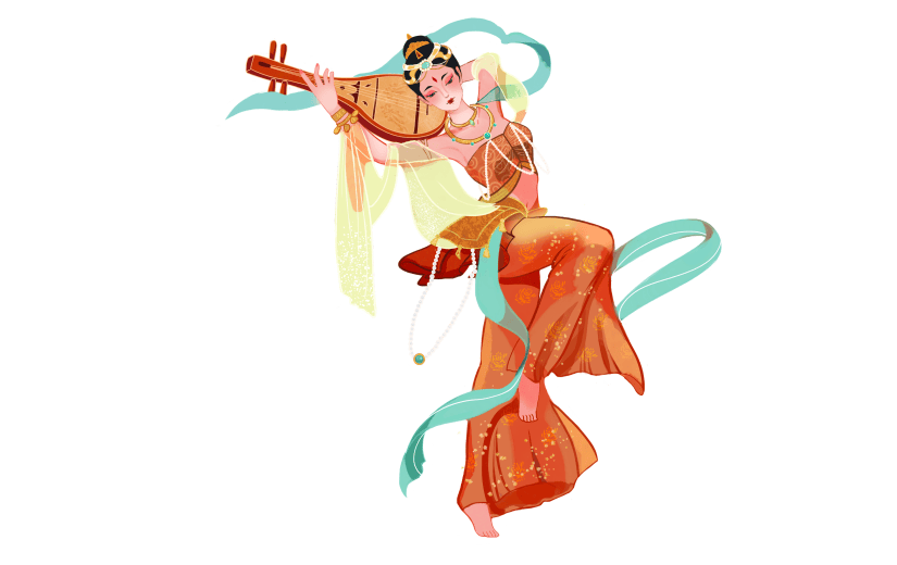 中国风-国潮敦煌飞天仙女人物插画4