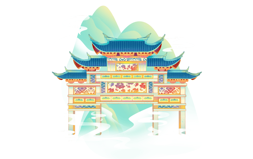 中国风-国潮建筑元素贴纸4