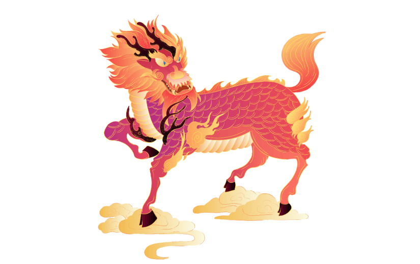 中国风-国潮动物元素贴纸-SVG-麒麟