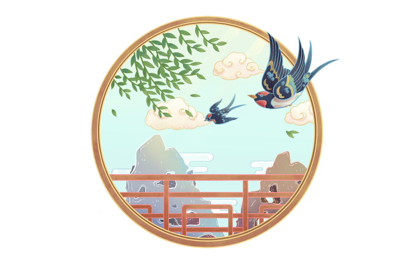 中国风动物贴纸-燕子