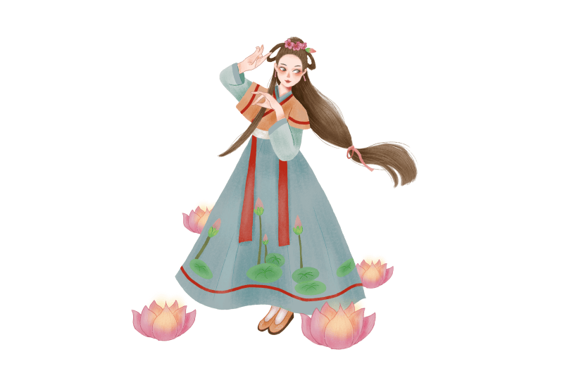 手绘-中国风人物插画贴纸-古风美女