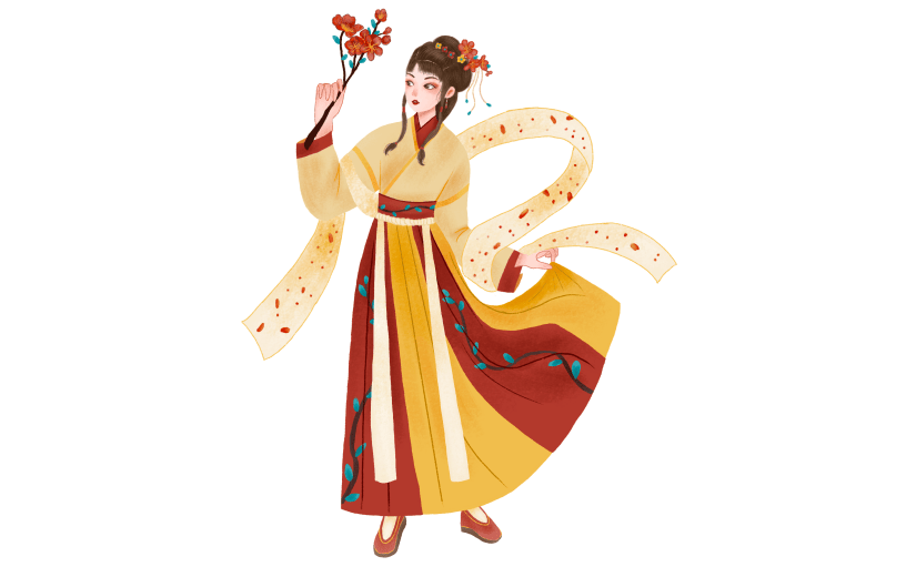 手绘-中国风人物插画贴纸-古风美女