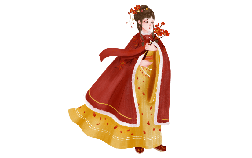 手绘-中国风人物插画贴纸-古风美女