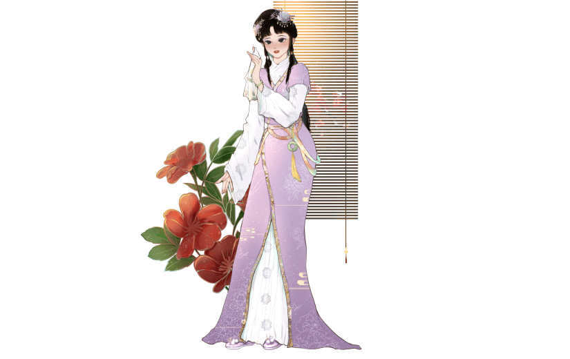 手绘中国风人物插画-女性