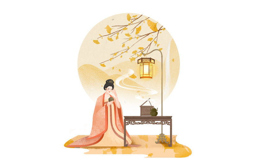 手绘-中国风人物插画-古风美女