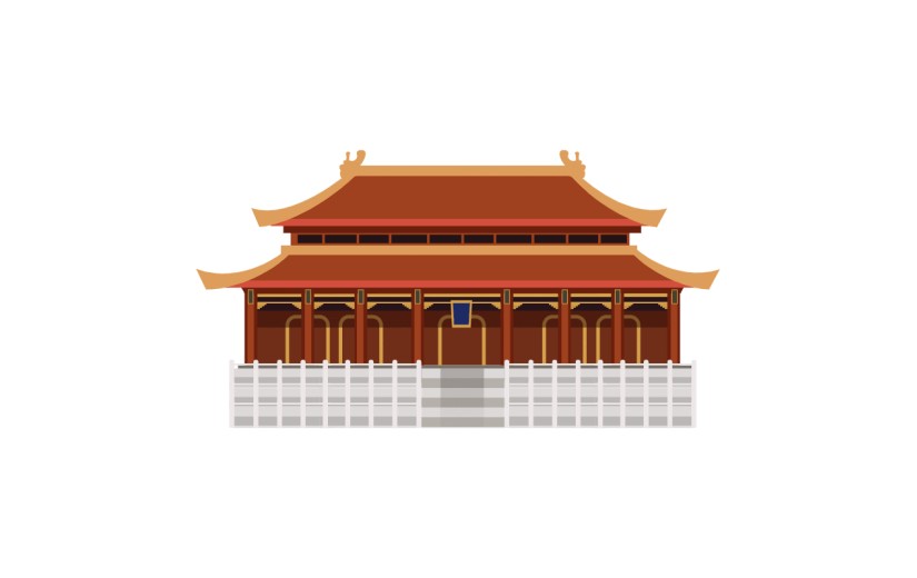 手绘-扁平中国风建筑贴纸-宫殿1