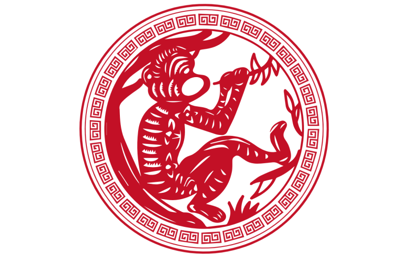 十二生肖剪纸贴纸-SVG-猴