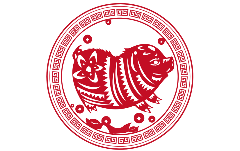 十二生肖剪纸贴纸-SVG-猪