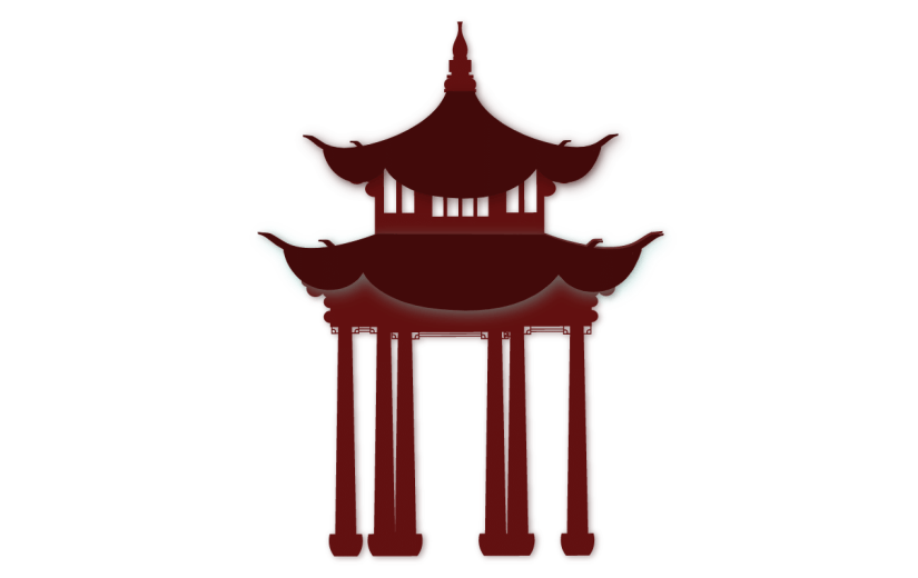 剪纸风元素贴纸SVG-亭子
