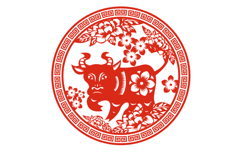 十二生肖剪纸贴纸-SVG-牛