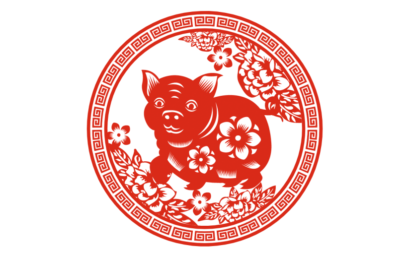十二生肖剪纸贴纸-SVG-猪