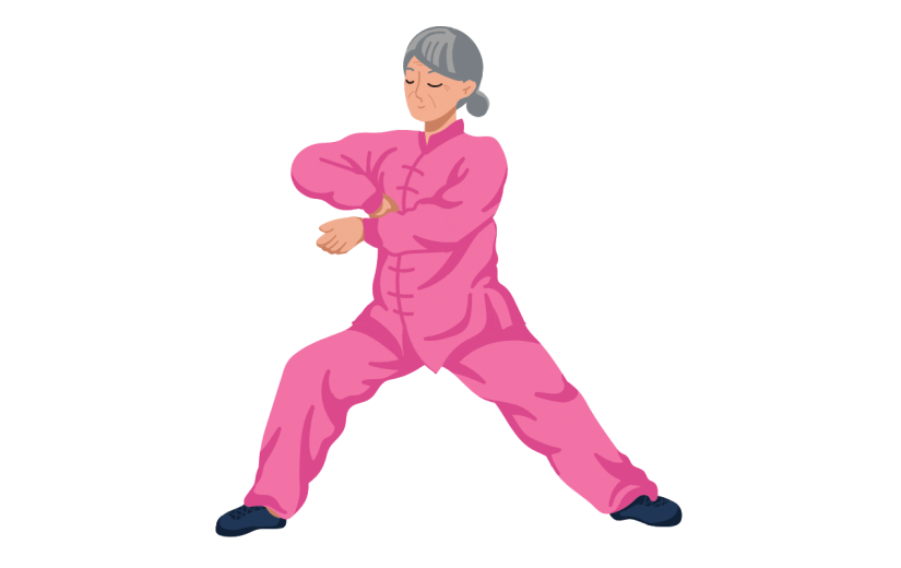 手绘-太极拳人物插画贴纸8