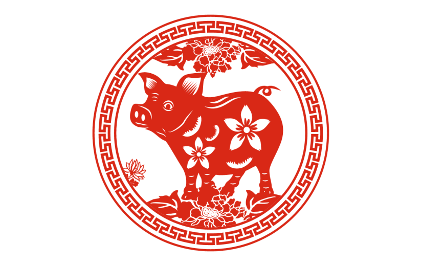十二生肖剪纸贴纸-SVG-猪