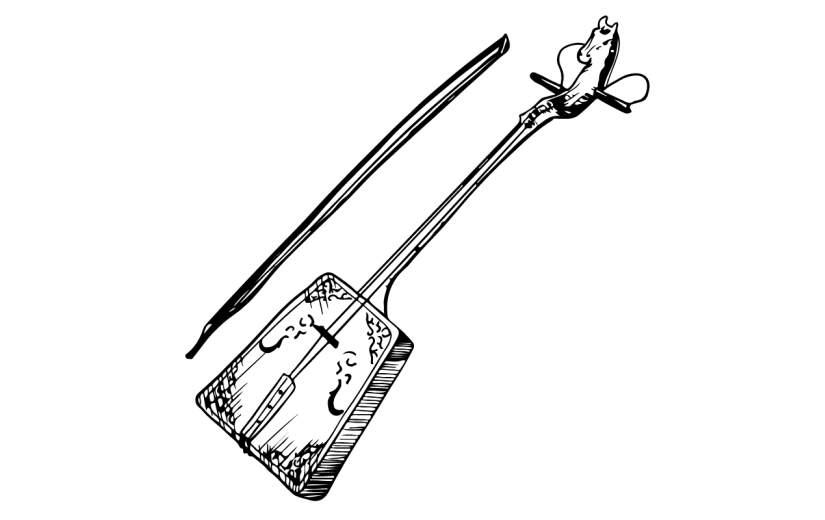 乐器元素素描贴纸-SVG-马头琴