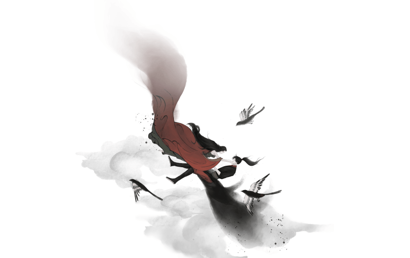 水墨风七夕情人节插画贴纸2