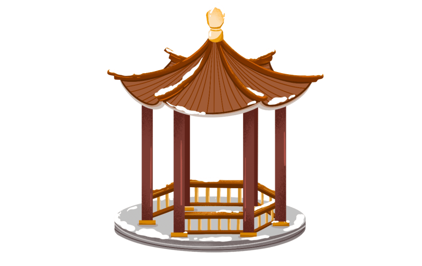 凉亭元素创意贴纸-手绘肌理