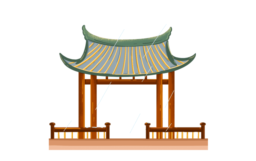 凉亭元素创意贴纸-手绘肌理