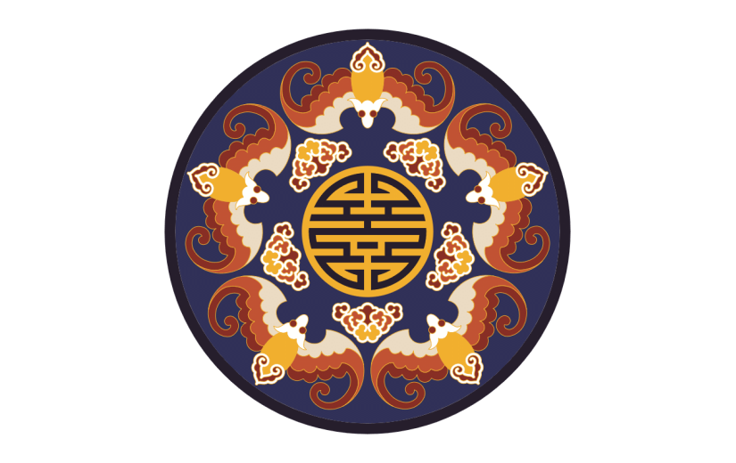 中国风皇家花纹装饰元素贴纸6
