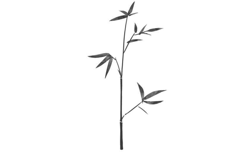 中国风-水墨竹叶植物元素贴纸9