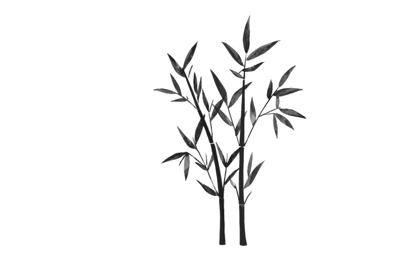 中国风-水墨竹叶植物元素贴纸6