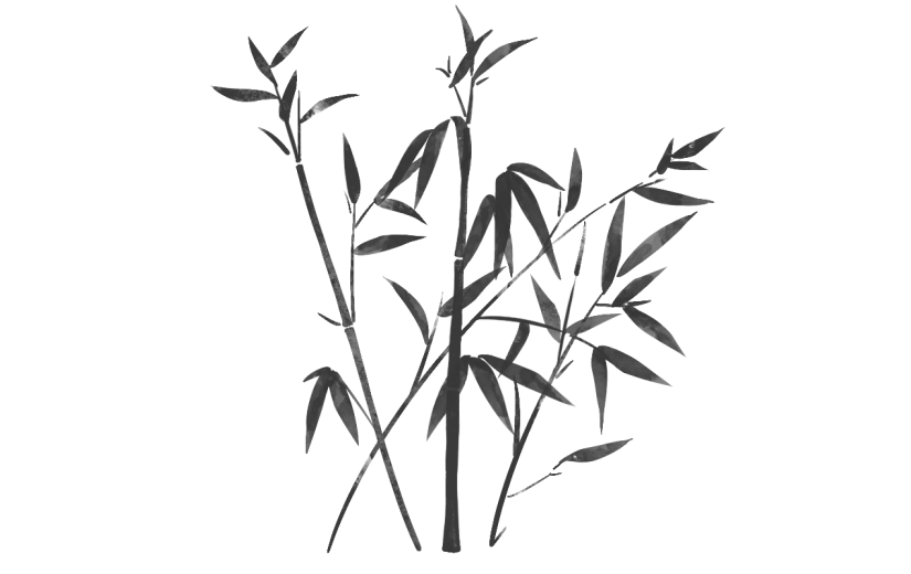 中国风-水墨竹叶植物元素贴纸2