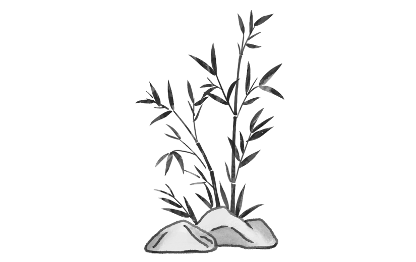 中国风-水墨竹叶植物元素贴纸1