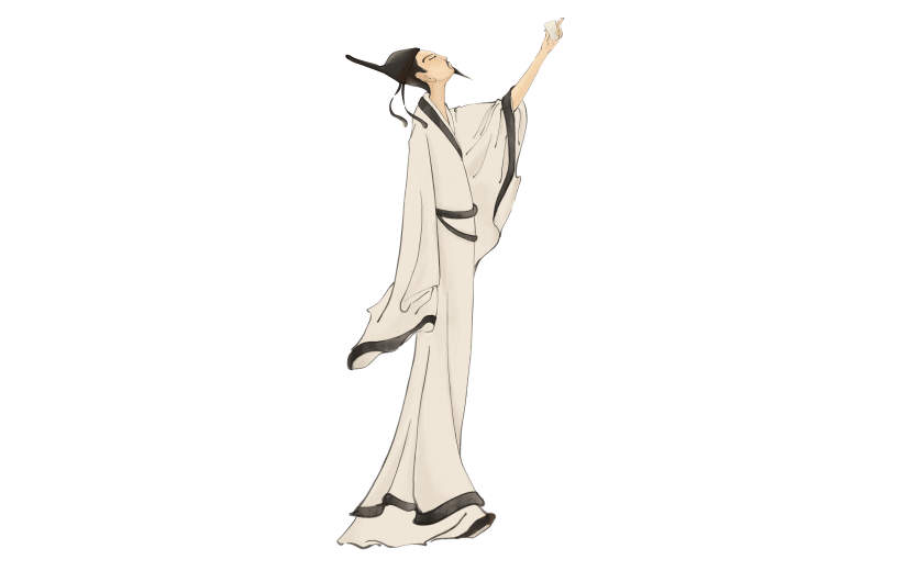 手绘-中国风元素贴纸-古风男人