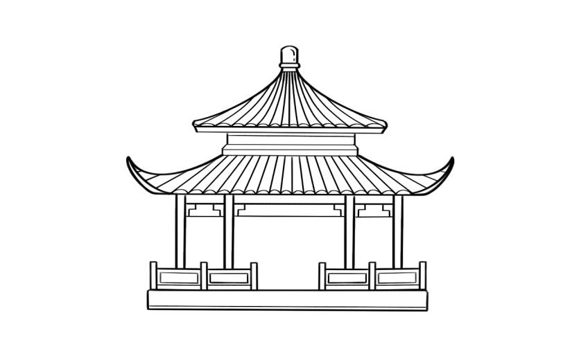 手绘-线条中式建筑元素
